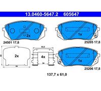 Plaquettes de frein 13.0460-5647.2 ATE pour HYUNDAI KIA