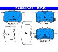 Plaquettes de frein 13.0460-5648.2 ATE pour HONDA ACCORD VIII ACCORD VIII Break