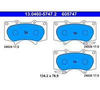 ATE Plaquettes de frein X4 pour TOYOTA: Land Cruiser, Hilux & MITSUBISHI: Pajero, Montero, Shogun & LEXUS: LX 570, GX (Ref: 13.0460-5747.2)