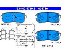 ATE Plaquettes de frein arrière 13.0460-5780.2 – HYUNDAI Accent III, i20, i30, ix35, Sonata, Tucson