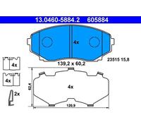Plaquettes de frein 13.0460-5884.2 ATE pour MAZDA MPV II