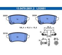 Plaquettes de frein 13.0470-2651.2 ATE pour NISSAN RENAULT