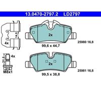 Jeu de plaquettes de frein ATE 13.0470-2797.2, arrière, Céramique