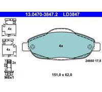 ATE Kit de plaquettes de frein 13.0470-3847.2 pour PEUGEOT 308 I / 308 SW I / 308 CC