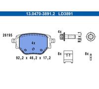 ATE Plaquettes de frein 13.0470-3891.2 Kit pour frein à disque - CITROËN OPEL PEUGEOT