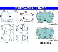 Jeu de plaquettes de frein ATE 13.0470-4892.2, avant, Céramique