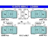 Jeu de plaquettes de frein ATE 13.0470-4894.2, avant, Céramique