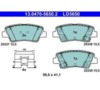 Jeu de plaquettes de frein ATE 13.0470-5650.2, arrière, Céramique