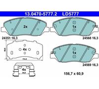 Plaquettes de frein 13.0470-5777.2 ATE pour KIA HYUNDAI