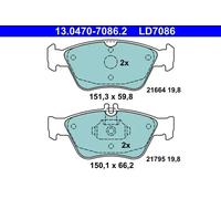 Jeu de plaquettes de frein ATE 13.0470-7086.2, avant, Céramique