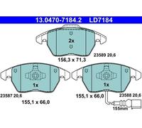 ATE Plaquettes de freins Avant contact de signal d'usure inclus Épaisseur 20,6mm 13.0470-7184.2 Compatible avec VW Golf V 3/5 portes 1K1 Golf VI 3/5 portes 5K1 Polo V 3/5 portes 6R1, 6C1