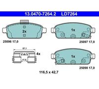 Plaquettes de frein 13.0470-7264.2 ATE pour CHEVROLET OPEL