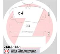 Plaquettes de frein 21368.185.1 ZIMMERMANN pour OPEL OMEGA A OMEGA A Break