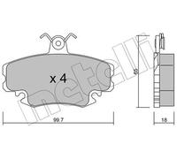 Plaquettes de frein 22-0120-0 METELLI pour ALPINE DACIA RENAULT LADA PEUGEOT