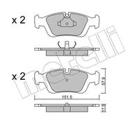 Plaquettes de frein 22-0124-0 METELLI pour BMW 3 3 Coupé 3 Décapotable 3 Compact