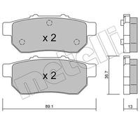 METELLI Plaquettes Bremsbelegsatz Arrière pour Honda Crx III Civic VI Hatchback