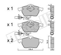 Metelli Kit de plaquettes de frein 22-0181-3 – avant, système ATE/TEVES pour Audi A6 C5