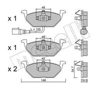 metelligroup 22-0211-2 Plaquettes de Frein, Made in Italy, Pièce de Rechange pour Voiture, Certifiés ECE R90, Sans Cuivre