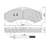 Kit De Plaquettes De Frein Frein À Disque Metelli 22-0212-0 pour Iveco