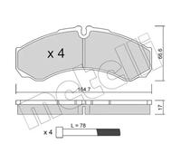 Kit De Plaquettes De Frein Frein À Disque Metelli 22-0212-3 pour Iveco