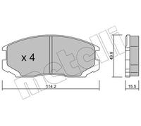 Plaquettes de frein 22-0221-0 METELLI pour MITSUBISHI PROTON