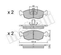 Plaquettes de frein 22-0274-3 METELLI pour FIAT PALIO PALIO Weekend PUNTO ALBEA