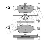 Metelli Plaquettes de frein 22-0316-0 – Fabriquées en Italie, Certifiées ECE R90, Sans cuivre