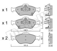 metelligroup 22-0316-1 Plaquettes de Frein, Made in Italy, Pièce de Rechange pour Voiture, Certifiés ECE R90, Sans Cuivre
