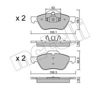 Plaquettes de frein 22-0335-0 METELLI pour RENAULT LAGUNA II LAGUNA II Grandtour