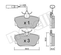 Plaquettes de frein 22-0346-1 METELLI pour VW TRANSPORTER T4 Fourgon