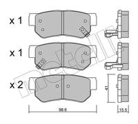 Plaquettes de frein 22-0365-0 METELLI pour HYUNDAI KIA
