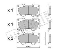 Plaquettes de frein 22-0454-0 METELLI pour MITSUBISHI TOYOTA