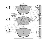 Plaquettes de frein 22-0549-4 METELLI pour VW AUDI