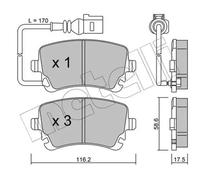 Plaquettes de frein 22-0554-0 METELLI pour VW MULTIVAN T5 TRANSPORTER T5 Fourgon