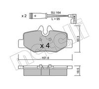 Kit De Plaquettes De Frein Frein À Disque Metelli 22-0576-0K pour Mercedes Benz