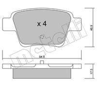 Plaquettes de frein 22-0639-0 METELLI pour PEUGEOT CITROËN