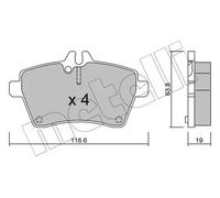 Metelli Kit de plaquettes de frein 22-0646-0 – frein à disque, ECE R90, Fabriqué en Italie