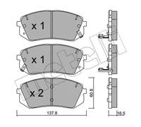 Kit De Plaquettes De Frein Frein À Disque Metelli 22-0783-0 pour Hyundai Kia