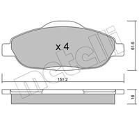 Kit de plaquettes de frein, frein à disque METELLI 22-0804-0