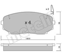 Plaquettes de frein 22-0872-0 METELLI pour MAZDA MITSUBISHI