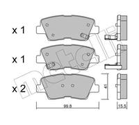 Kit De Plaquettes De Frein Frein À Disque Metelli 22-0886-0 pour Ssangyong Kia