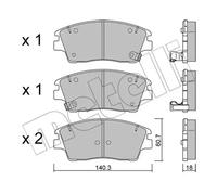 Plaquettes de frein 22-1164-0 METELLI pour HYUNDAI KIA