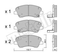 Plaquettes de frein 22-1167-0 METELLI pour KIA HYUNDAI