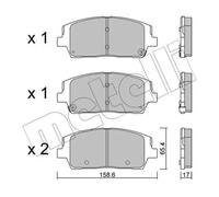 Plaquettes de frein 22-1244-0 METELLI pour HYUNDAI KIA