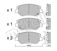 Plaquettes de frein 22-1297-0 METELLI pour HYUNDAI SANTA FE IV
