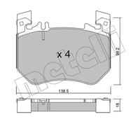 Kit de plaquettes de frein, frein à disque METELLI 22-1311-0