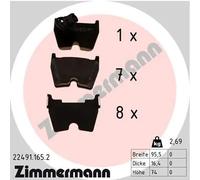 ZIMMERMANN Plaquettes de frein Avant 22491.165.2 Ép. 16 mm Témoin d'usure Pour AUDI A3 Sportback/Q3
