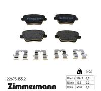 Plaquettes de frein 22675.155.2 ZIMMERMANN pour HYUNDAI KIA