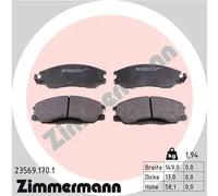Plaquettes de frein 23569.170.1 ZIMMERMANN pour HYUNDAI SSANGYONG