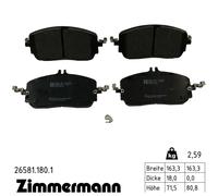Plaquettes de frein 26581.180.1 ZIMMERMANN pour MERCEDES-BENZ CLASSE C GLC